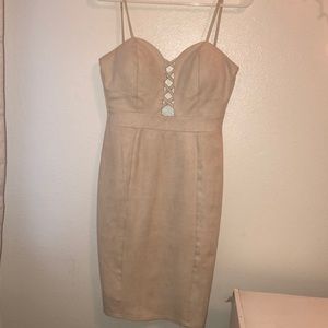 cream suede dress